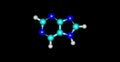 Purine molecular structure isolated on black