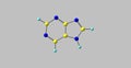 Purine molecular structure isolated on grey