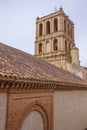 Purisima Concepcion Church. Bell tower and roof. Hornachos, Spain