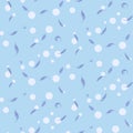 Purity seamless vector pattern with feathers and bubbles.