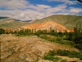 Purmamarca, small town in the Andes of Argentina, Cerro Siete Colores Seven Color Mountain in the province of Jujuy. Humahuaca