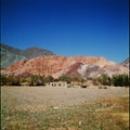 Purmamarca, small town in the Andes of Argentina, Cerro Siete Colores Seven Color Mountain in the province of Jujuy. Humahuaca