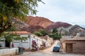 Purmamarca town with the Hill of Seven Colors Cerro de los siete colores on background - Purmamarca, Jujuy, Argentina Royalty Free Stock Photo