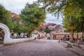 Purmamarca town with the Hill of Seven Colors Cerro de los siete colores on background - Purmamarca, Jujuy, Argentina Royalty Free Stock Photo