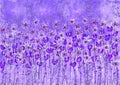 Purple abstract floral illustration, impressionistwatercolor flowers