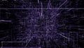 Purple abstract virtual space. 3d illustration flying through digital data tunnel.