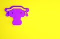 Purple African buffalo head icon isolated on yellow background. Mascot, african savanna animal. Wild ox, carabao or