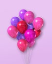 Purple air balloons group on a pink background