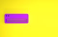 Purple Air conditioner icon isolated on yellow background. Split system air conditioning. Cool and cold climate control Royalty Free Stock Photo