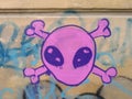 Alien head graffiti Royalty Free Stock Photo