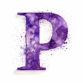 Purple Alphabet Letter P In Watercolour Paint