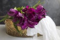 Purple Alstroemeria in Brass Tin Royalty Free Stock Photo