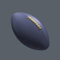Purple American Football Ball With Gold Lacing . Sport Ball 3D Rendering. Royalty Free Stock Photo