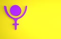 Purple Ancient astrological symbol of Pluto icon isolated on yellow background. Astrology planet. Zodiac and astrology