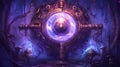 Purple Ancient Magical Artifact, close - up, league of legends: ancient theme for digital art.Generative AI