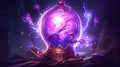 Purple Ancient Magical Artifact, close - up, league of legends: ancient theme for digital art.Generative AI