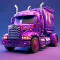 Purple Anime-inspired 3d Truck Design With Impasto Texture