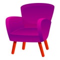 Purple armchair icon, cartoon style