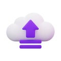 Purple Arrow Uploading to a White Cloud Icon on a White Background data storage Royalty Free Stock Photo