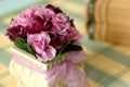 Purple artificial flower pot