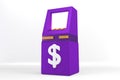 Purple ATM machine business technology on white background. 3d rendering Royalty Free Stock Photo