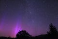 Purple Aurora Borealis or Northern Lights with the Milky Way