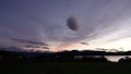 Purple Autumn sunset in Tingvoll fjord in Norway