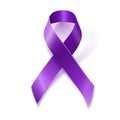 Purple awareness ribbon isolated on white Royalty Free Stock Photo