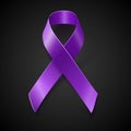 Purple awareness ribbon over black background Royalty Free Stock Photo