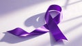 Purple awareness ribbon on white surface with shadows Royalty Free Stock Photo