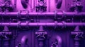 Mesmerizing image of a purple background with a labyrinth of pipes and valves, an industrial artwork, Ai Generated