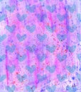 Purple background with blue hearts and watercolor spots