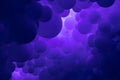 Purple background with flying balloons - clean design, 3d abstract realistic banner