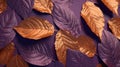 purple background with golden leaves, generated by artificial intelligence