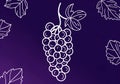 Purple background with grapes and leaves for advertising wine or other related product. AI generated