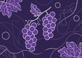 Purple background with grapes and leaves for advertising wine or other related product. AI generated