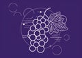 Purple background with grapes and leaves for advertising wine or other related product. AI generated