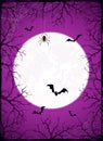 Purple Background with Halloween Moon and Scary Trees Royalty Free Stock Photo