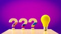 purple background , question mark and light bulb Royalty Free Stock Photo