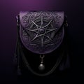 Gothic Realism: Intricate Purple Purse With Mystic Symbolism And Realistic Details