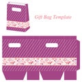 Purple bag template with hearts and dots