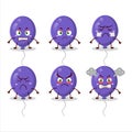 Purple balloons cartoon character with various angry expressions