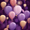 Purple balloons on a dark background. New Year\'s party and celebra