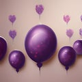 Purple balloons on a light background. New Year\'s party and celebra