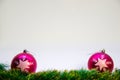 Purple balls, and accessories for Christmas on a white background