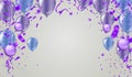 Purple baloons on the upsteirs with clear path isolated . illustration of beautiful, candy