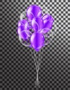Purple baloons on the upsteirs with clear path isolated . illustration of beautiful, candy