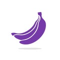 Purple bananas bunch on white. Fresh and simple exotic fruit illustration or vector silhouette for design work Royalty Free Stock Photo