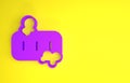 Purple Bar of soap with foam icon isolated on yellow background. Soap bar with bubbles. Minimalism concept. 3d Royalty Free Stock Photo