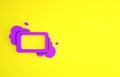 Purple Bar of soap icon isolated on yellow background. Soap bar with bubbles. Minimalism concept. 3d illustration 3D Royalty Free Stock Photo